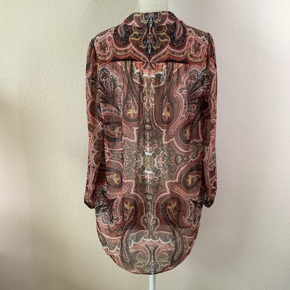 ALICE & OLIVIA Sterling Half Placket Tunic Blouse Mixed Print Moroccan Size S - Picture 9 of 10